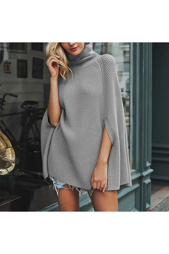 Womens Cape Poncho Style European and Fashion Knitted Shawl Beach Sweaters Basic Sweatshirt Boho Thermal Tops 2025