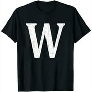 Womens Capital Letter W Shirt Monogram Initial T Shirt Black Small