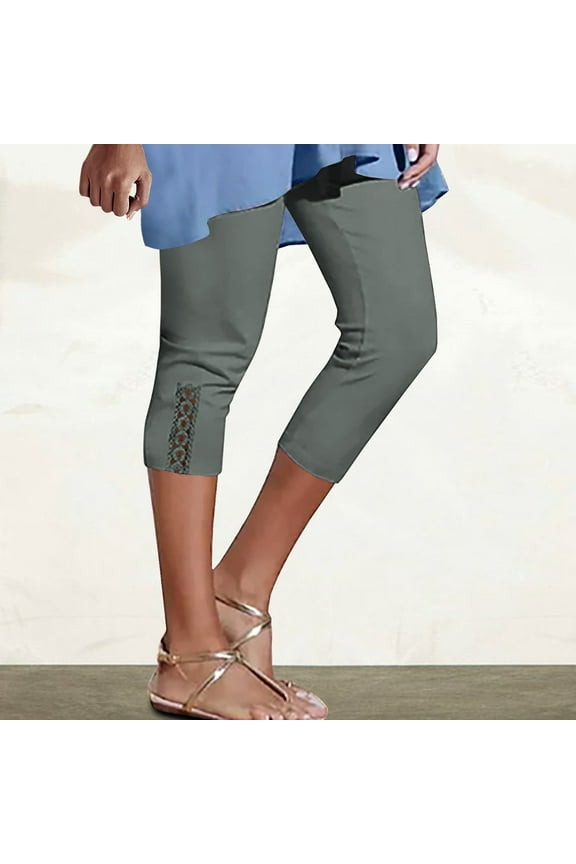 Womens Capri Leggings F Lace up High Waisted Yoga Pants Tummy Control Leggings Slim Fit Cropped Capris