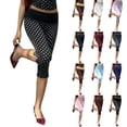 thumbnail image 1 of Womens Capri Leggings Low Waisted Slim Leg Polka Dots Capris Split Hem Cropped Yoga Pants, S, 1 of 9