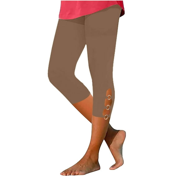 Womens Capri Leggings Pants Clearance Clothes Under $5.00 Casual Stretch Athletic Workout Yoga Pants High Waist Slim Fit Trousers