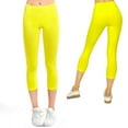 thumbnail image 1 of Womens Capri Length Seamless Lightweight Stretch Soft Leggings Tight Yellow, 1 of 6