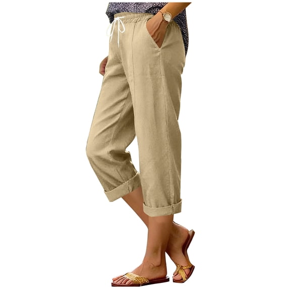 Womens Capri Pants 2026 Casual Summer Straight Leg Pant Loose Cropped Trousers with Pockets