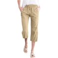 thumbnail image 1 of Womens Capri Pants Casual Summer 2024 Drawstring Comfy Linen Straight Capris with Pockets Beach Wide Leg Cropped Trousers, 1 of 5
