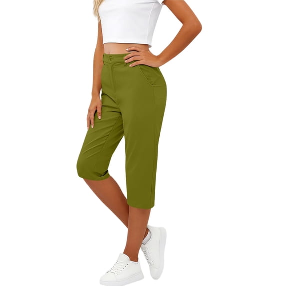 Womens Capri Pants Dressy Causal Capris Summer Quick Dry Golf Pantsl High Waist Crop Trousers with Pockets