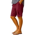 thumbnail image 1 of Womens Capri Pants Knee Length Cotton Linen Capris Summer Pleat Straight Leg Loose Beach Bermuda Shorts, 1 of 6