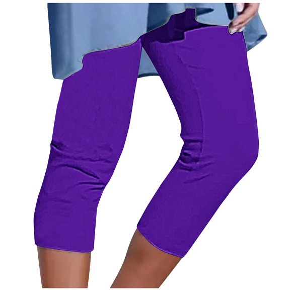 Womens Capri Pants Plus Size Summer Casual Vocation Beach Capris Active Stretch Yoga Pants Clearance Clothes Under $5.00