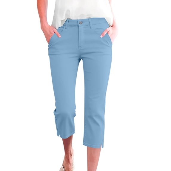 Womens Capri Pants,Women's Capri Pants Stretch Business Work Capris Casual Straight Leg Office Dress Pants Summer Pants
