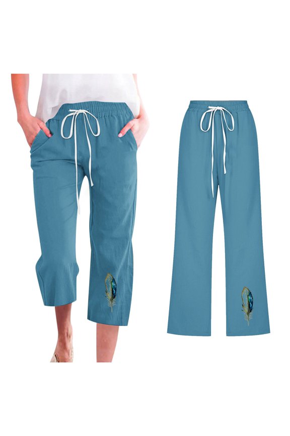 Womens Capri Yoga Pants Loose Comfy Lounge Pajamas Workout Athletic Capris Jersey Joggers Pants with Pockets