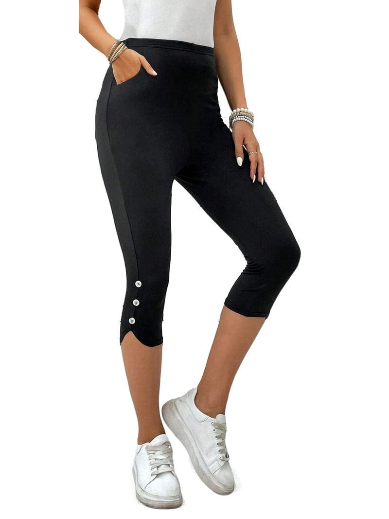 MLDRA Women's Capri Leggings Yoga Pants with Pockets High Waisted