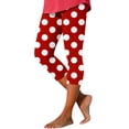 thumbnail image 1 of Womens Capris, Audhol Women's Fashion Spring Summer Casual 7/8 Length Legging Capri Leggings for Women Red L, 1 of 7