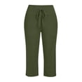 thumbnail image 1 of Womens Capris Pants Summer Casual Loose Drawstring Elastic High Waist Trousers wide Leg 2026 Lounge Beach Cropped Slacks Army Green M, 1 of 5
