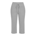 thumbnail image 1 of Womens Capris Pants Summer Casual Loose Drawstring Elastic High Waist Trousers wide Leg 2026 Lounge Beach Cropped Slacks Light Gray XL, 1 of 5