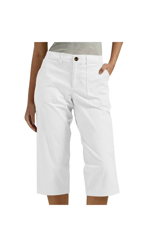 Womens Capris Pants Summer Outdoor Active Hiking Cropped Trousers Travel Flat Front Button Cargo Pants