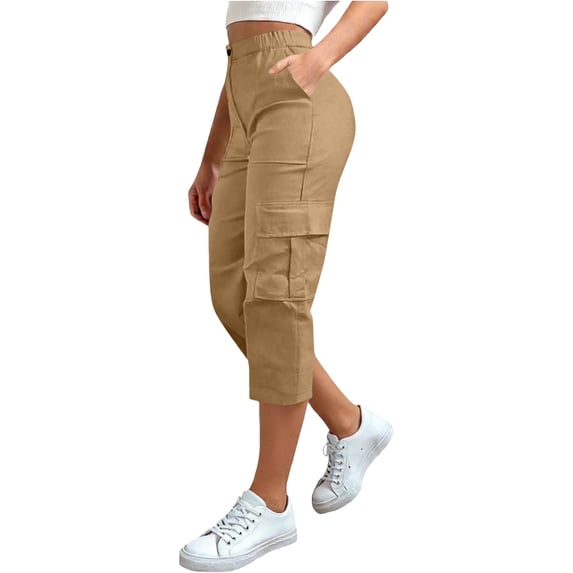 Womens Capris Pants for Women High Waisted Cargo Pants Lightweight Summer Casual Hiking Cropped Trousers with Pockets