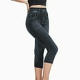 thumbnail image 1 of Womens Capris For Summer Clearance Slim Fit Skinny Denim Pants Stretch Curvy Super Stretch Capri Jeans Pull On Pull On Straight Leg Mid Rise Stretchy Black L, 1 of 6