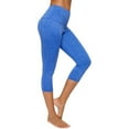 thumbnail image 1 of Womens Capris for Summer New Women's High Waisted Yoga Capris with Pockets Workout Sports Running Capris Leggings Quick Dry Seamless Yoga Pants High Waisted Leggings for Women Blue L, 1 of 6