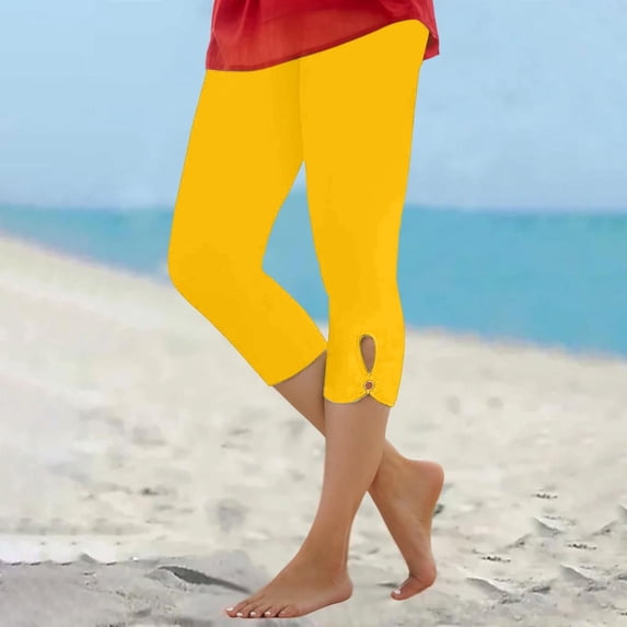 Womens Capris For Summer Dressy Cropped High Waist Yoga Pants Comfy Stretchy Leggings Workout Compression Pants Maternity Workout Leggings plus Size Active Leggings with Pockets 2x Women's plus Size