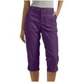 thumbnail image 1 of Womens Capris for Summer Plus Size New Womens Capris with Pockets Stretch Lightweight Casual Cargo Pants Summer Cropped Trousers Outdoor Clothes Purple 3XL, 1 of 6