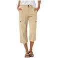 thumbnail image 1 of Womens Capris for Summer Casual,Cargo Capri Pants for Women Summer Solid High Waisted Straight Leg Capris Pant Cropped Chino Pants with Pocket Hiking, 1 of 5