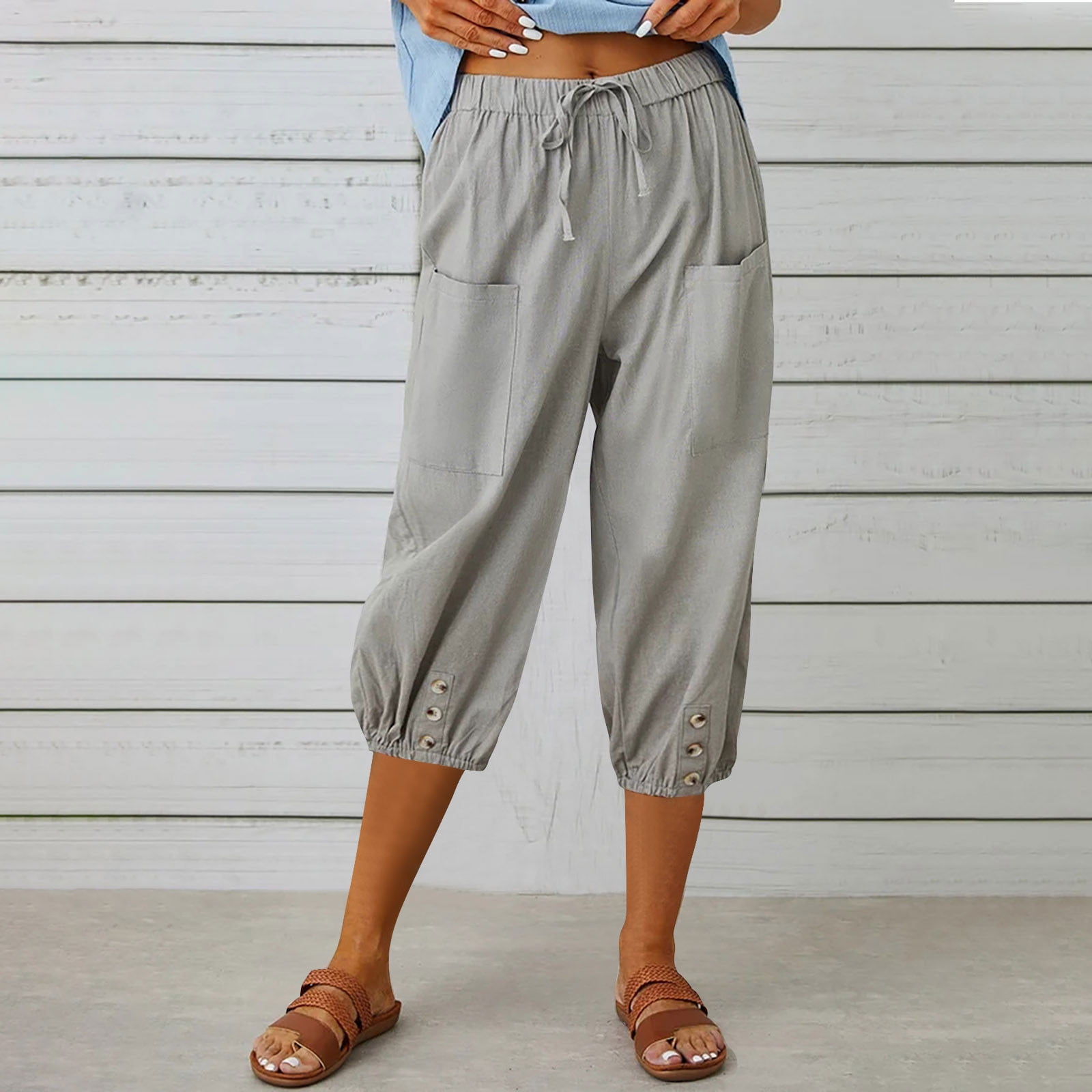 Womens Capris for Summer Jogger Pants High Waisted Casual Pants Loose