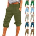 thumbnail image 1 of Womens Capris for Summer Loose Wide Leg Pants Linen Trousers Straight Pants Casual Pants Capris Leggings With Pockets for Women, 1 of 7