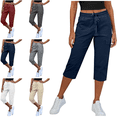 thumbnail image 1 of Womens Capris with Pockets Loose Fit Casual Capri Pants Dressy Lightweight Ladies Baggy Cargo Pants Casual Capris Trousers Size S-2XL, 1 of 7