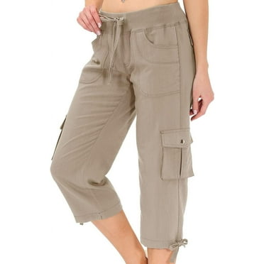 Womens Capris with Pockets Loose Fit Casual Capri Pants Dressy Lightweight Ladies Baggy Cargo Pants for Hiking