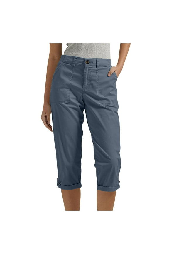 Womens Capris with Pockets Stretch Lightweight Casual 2025 Cargo Pants Rolled Hem Summer Cropped Trousers Outdoor Clothes
