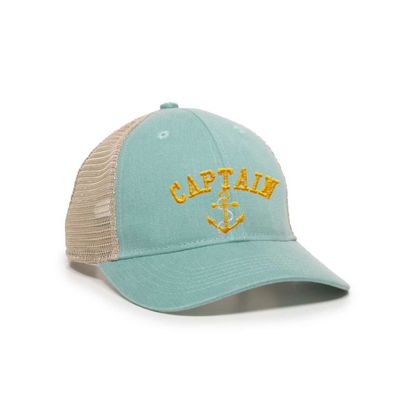 Womens Captain With Anchor Ponytail Mesh Back Cap