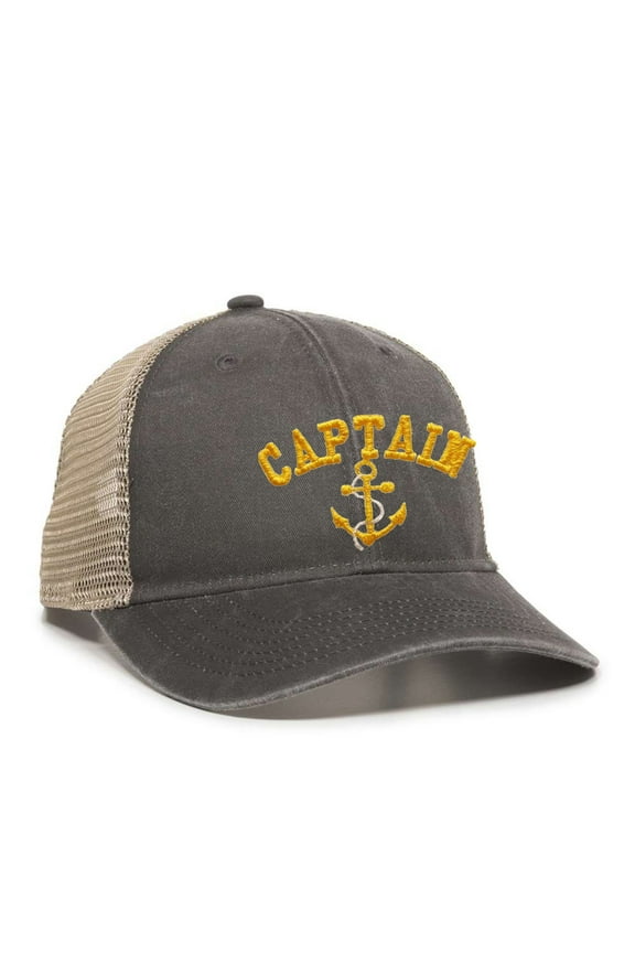 Womens Captain With Anchor Ponytail Mesh Back Cap