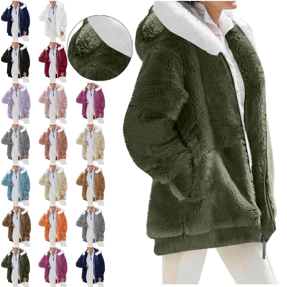 Womens Cardigan 2026 Winter Oversized Open Front Fleece Hooded Draped Pockets Jacket Coats Soft Sweatshirts with Pockets