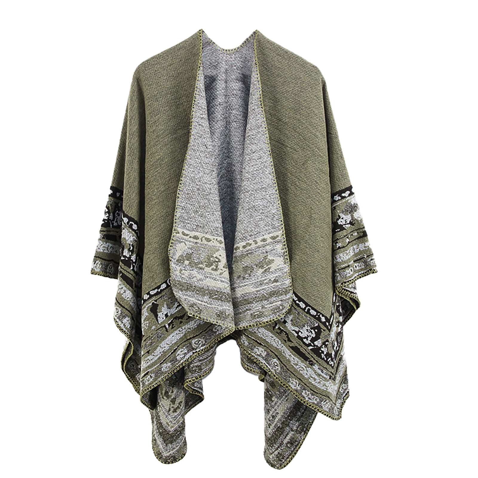 Womens Cardigan Autumn and Winter Warm Oversized Printing Blanket Cape