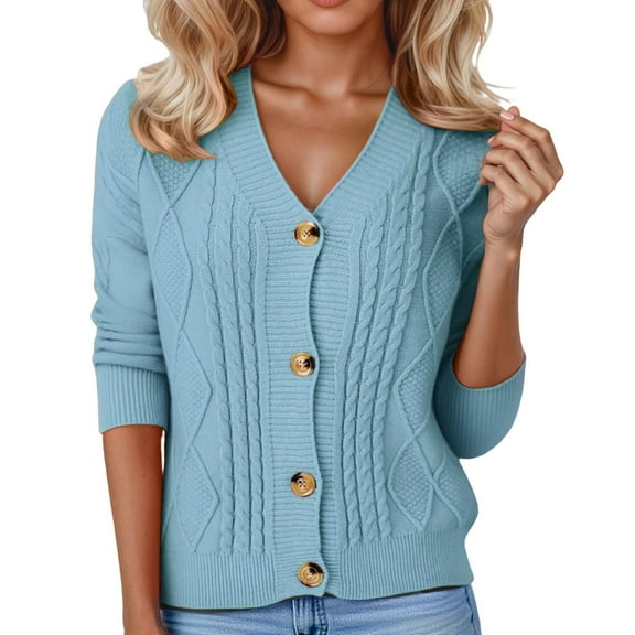 Womens Cardigan Button Down Long Sleeve Lightweight Knit Sweater Outerwear V Neck Fall Winter Open Front Cozy Casual Womens Sweaters