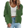 thumbnail image 1 of Womens Cardigan Knit Open Front Sweater Long Sleeve Button Loose Short Lightweight Cardigans, 1 of 4