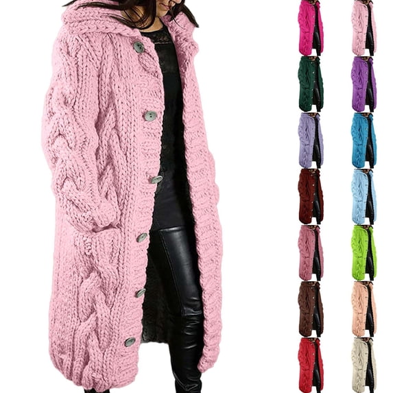 Womens Cardigan Warm Long Sleeve V Neck Button Down Knit Sweater Outwear Soft Loose Fit Cozy Fall Winter Fashion Solid Color Sweaters for Women Dark Purple XXXXL