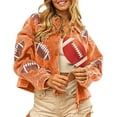 thumbnail image 1 of Womens Cardigan Corduroy Football Sequin Jacket Baseball Casual Jacket Outfits Clothes, 1 of 5