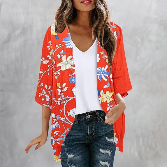 Womens Cardigan For Dress Open Front Fashion Casual Overcoat Print Button up Cardigan Sweater Coat for Fall and Winter