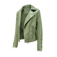 thumbnail image 1 of Womens Cardigan Jacket Coats Winter Fall High-quality Zipper Leather Soft Motorcycle Leather Casual Tops, 1 of 8