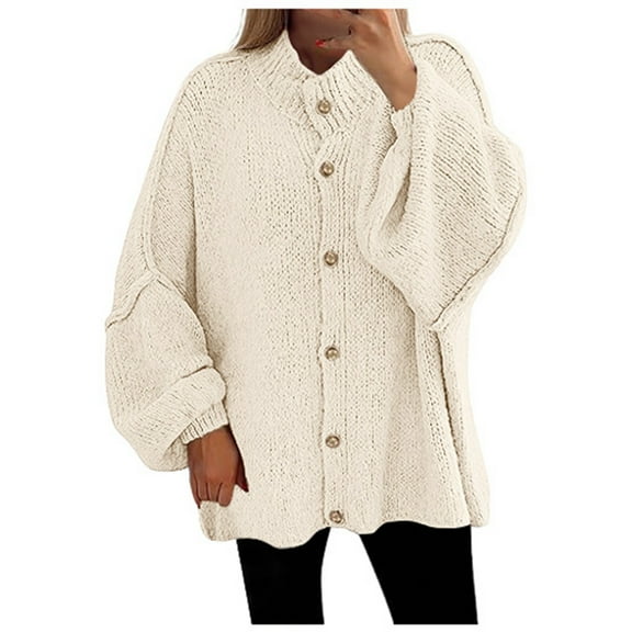 Womens Cardigan Knit Button Light White Sweaters for Women Cozy Sweaters Fall Fashion Ladies Sweaters