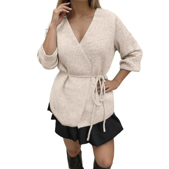 Womens Cardigan Knitted Long Sleeve Open Front Sweater Soft Casual Loose Fit Cozy Fashion Work Cardians