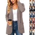 thumbnail image 1 of Womens Cardigan Lightweight Long Sleeve Knit Cardigan Sweaters Fall Casual Open Front Shirts Camel,L, 1 of 9