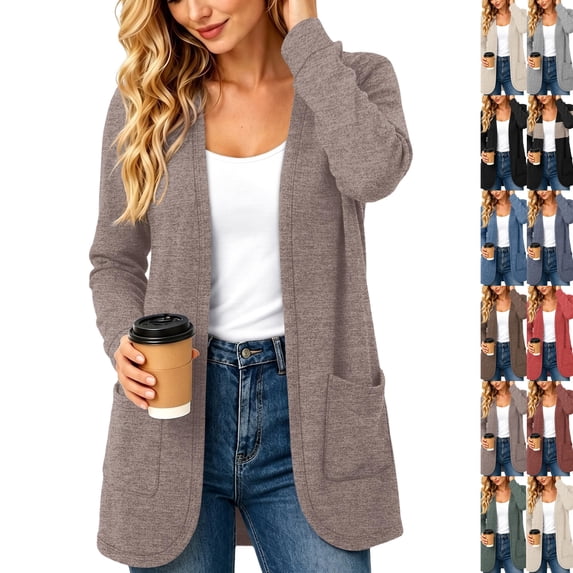 Womens Cardigan Lightweight Long Sleeve Knit Cardigan Sweaters Fall Casual Open Front Shirts Camel,L