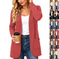 thumbnail image 1 of Womens Cardigan Lightweight Long Sleeve Knit Cardigan Sweaters Fall Casual Open Front Shirts Red,XL, 1 of 9