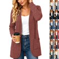 thumbnail image 1 of Womens Cardigan Lightweight Long Sleeve Knit Cardigan Sweaters Fall Casual Open Front Shirts Vermilion,M, 1 of 9