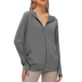 thumbnail image 1 of Womens Cardigan Long Sleeve Ice Silk Solid Color Zip Up Jacket Outerwear Loose Fit Cozy Casual Lightweight Womens Sweaters, 1 of 4