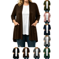 thumbnail image 1 of Womens Cardigan Nelozsy Women's Fashion Casual Solid Color Long Sleeve Cardigan Top Brown M, 1 of 6