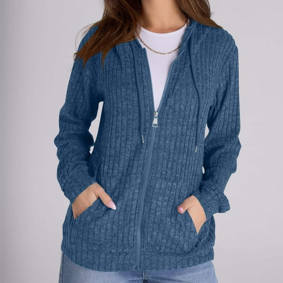Womens Cardigan Plus Size, Women's Fashion Solid Color Pocket Long Sleeve Loose Hooded Top Coat