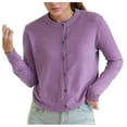 thumbnail image 1 of Womens Cardigan Pure Cardigan Twin Sets Round Neck Long Sleeve Button Down Sweater Women's Cardigans One Size, 1 of 4