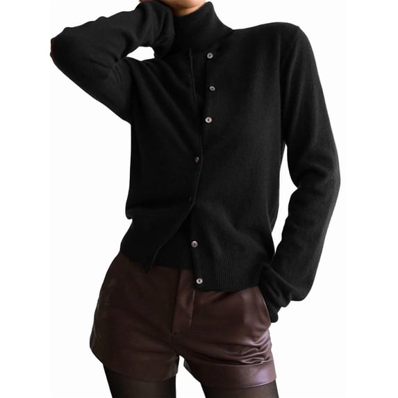Womens Cardigan Sets 2 Piece Long Sleeve Shrug Top Cropped Cardigan Jackets with Vest Black Set M